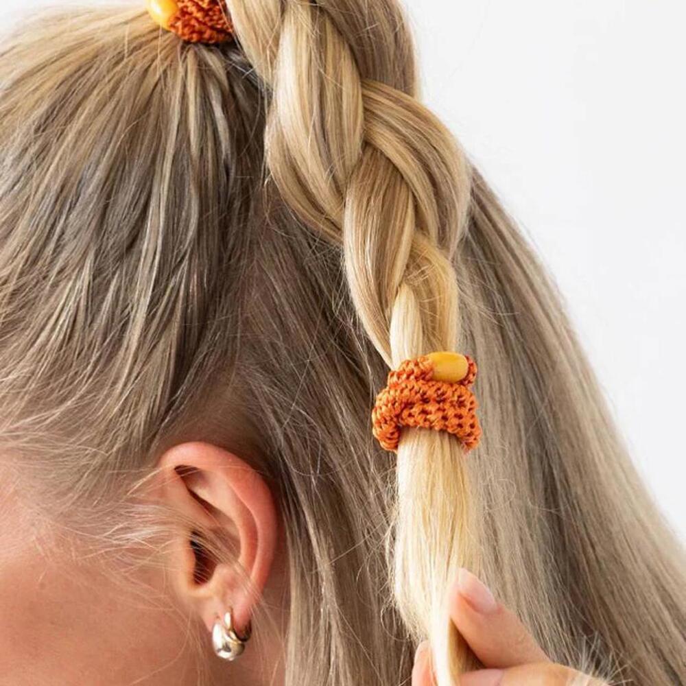 France Luxe Grab & Go Pony, 5 Pack Hair Ties - Color 'Santa Fe' & Pinch Clip